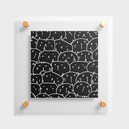 Funny Meme Faces Cats Pattern Black Floating Acrylic Print