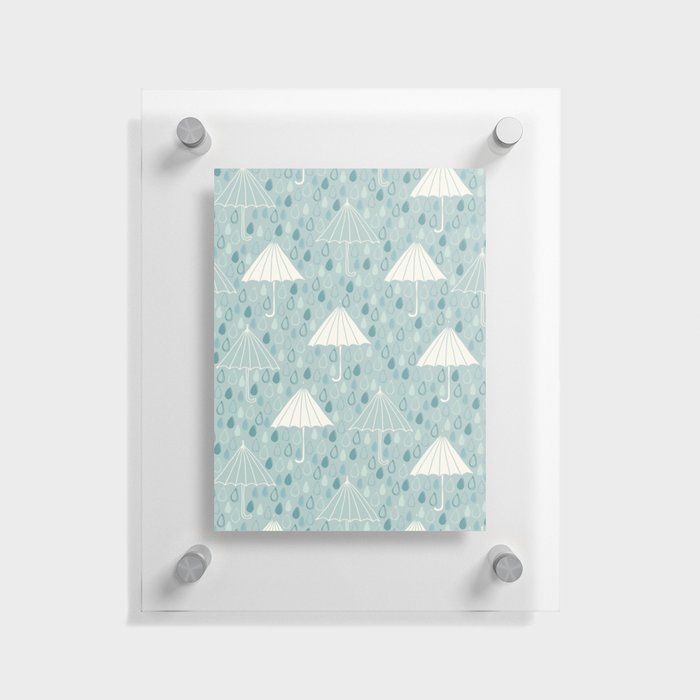 Rainy day - umbrellas and rain Floating Acrylic Print