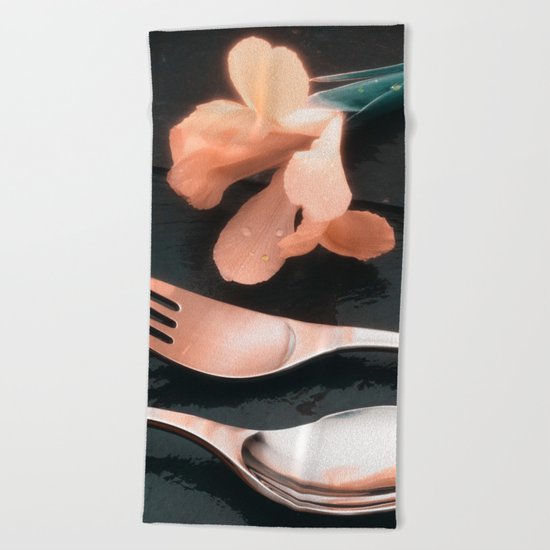 Flowers on Slate, variation 4 Beach Towel