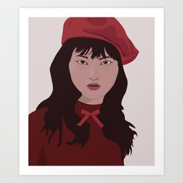 Raspberry Beret - Digital Fashion Illustration Art Print