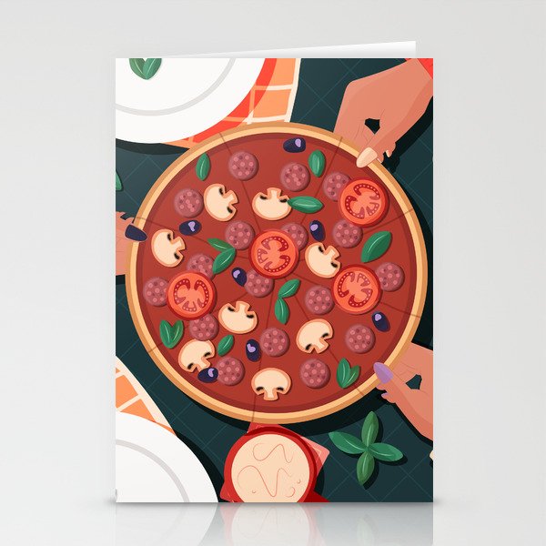 Sharing pizza Stationery Cards