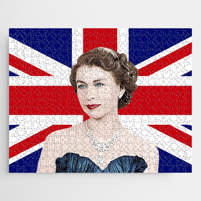 Queen Elizabeth II with British Flag Jigsaw Puzzle