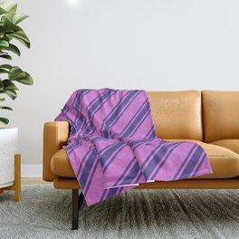 [ Thumbnail: Orchid & Dark Slate Blue Colored Lined Pattern Throw Blanket ]