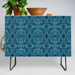 Liquid Light Series 45 ~ Blue Abstract Fractal Pattern Credenza
