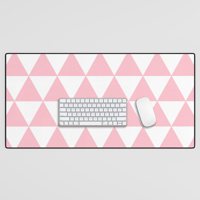 TRIANGLES (PINK & WHITE) Desk Mat