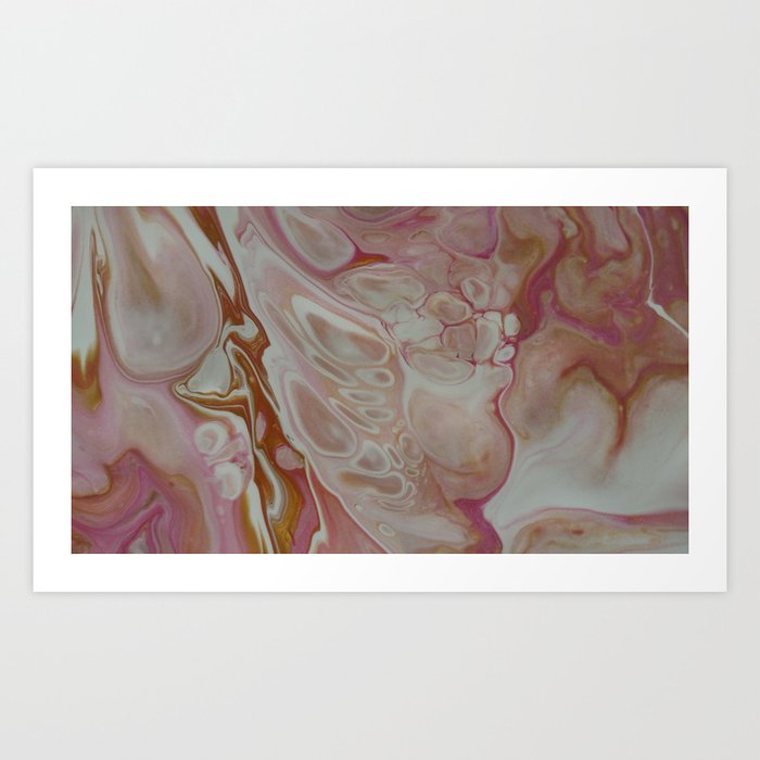Rose Gold Abstract Fluid Acrylic Painting Art Print By