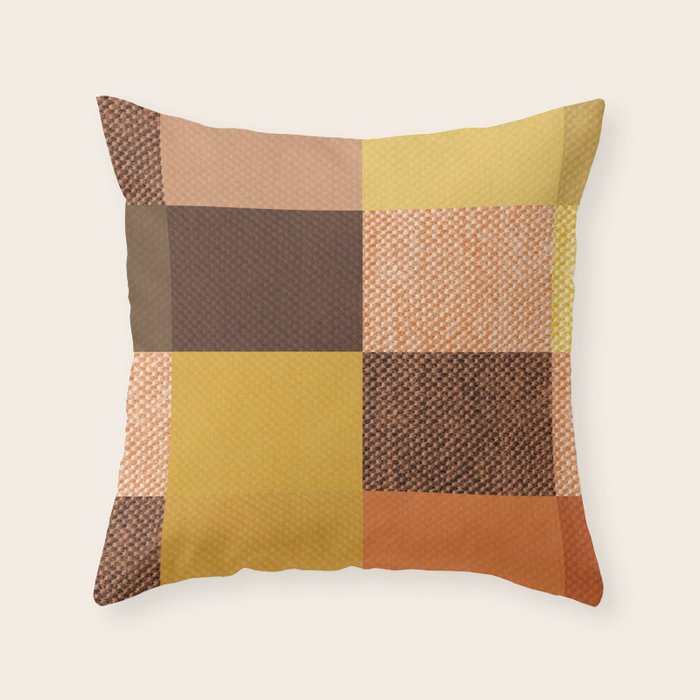Fall Mustard Orange Golden Brown Checkered Gingham Patchwork Color Throw Pillow By Infinitygrafix Society6