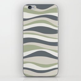 Wavy Lines Pattern Grey, Beige and Sage Green iPhone Skin