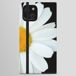 Hello Daisy - White Flower Black Background #decor #society6 #buyart iPhone Wallet Case
