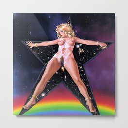Rainbow Universe  Metal Print | Lady, Angel, Universe, Rainbow, Painting, Romance, Alone, Space, Star, Scifi 