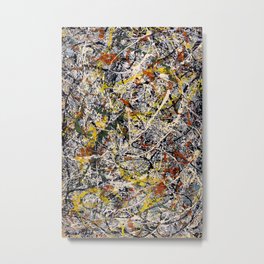 Jackson Pollock (American,1912-1956) - Number 3 TIGER - 1949 - Action painting (Drip period) - Abstract Expressionism - Oil, Enamel, and Cigarette Fragment on Canvas  - Digitally Enhanced - Metal Print | Oil, Expressionism, Enamel, Dripperiod, Number3Tiger1949, Tiger, Painting, Number3Tiger, Pollockstyle, Abstract 