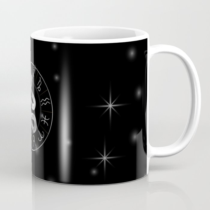 Zodiac symbols astrology signs with mystic serpentine in silver Coffee Mug