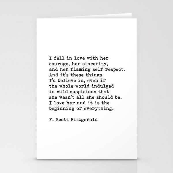 I Fell In Love With Her Courage, F. Scott Fitzgerald Quote Stationery Cards