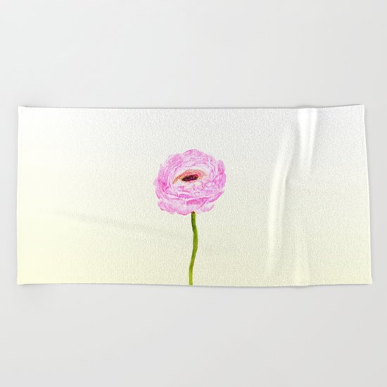 pink cultivited buttercup, Ranunculus Beach Towel