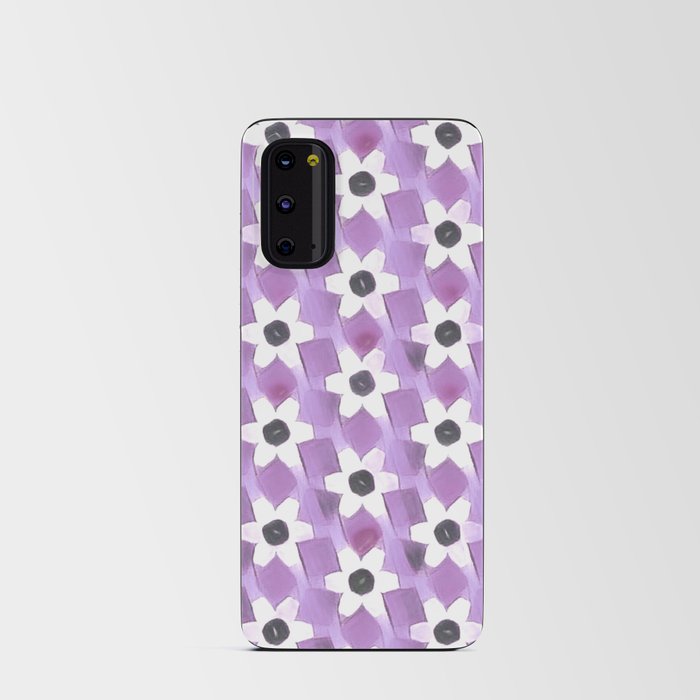 Modern Abstract White Daisies on Digital Lavender Android Card Case