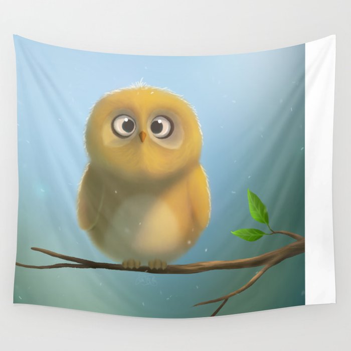 Little owl is looking at you :D Wall Tapestry