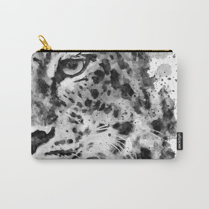 Black And White Half Faced Leopard Carry-All Pouch