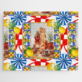 Italian,Sicilian art,majolica,tiles,citrus,lemons,baroque art Jigsaw Puzzle