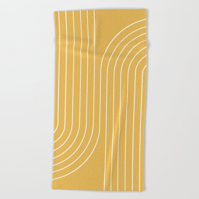 Minimal Line Curvature LXXIII Sunshine Yellow Mid Century Modern Arch Abstract Beach Towel
