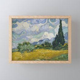  Wheat Field with Cypresses Vincent Van Gogh Framed Mini Art Print