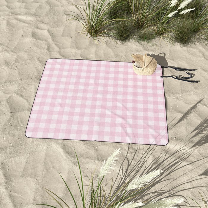 Pink gingham picnic sale blanket