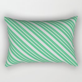 [ Thumbnail: Sea Green and Light Grey Colored Lines Pattern Rectangular Pillow ]