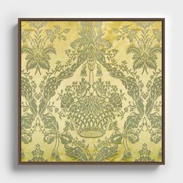 Gold Floral Fabric Framed Canvas