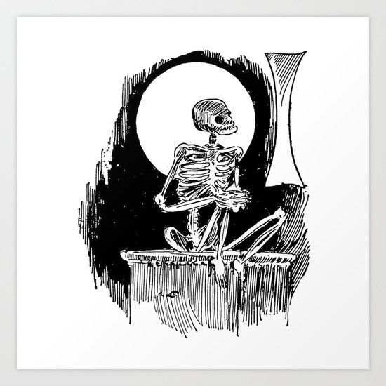 Skeleton waiting Art Print