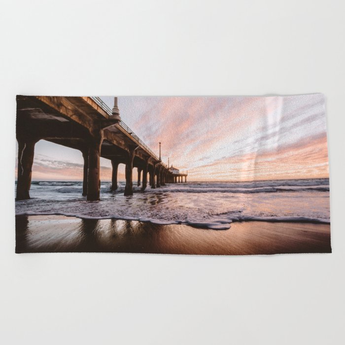 MANHATTAN BEACH PIER Beach Towel