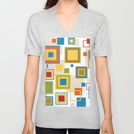 Abstract square patterns V Neck T Shirt