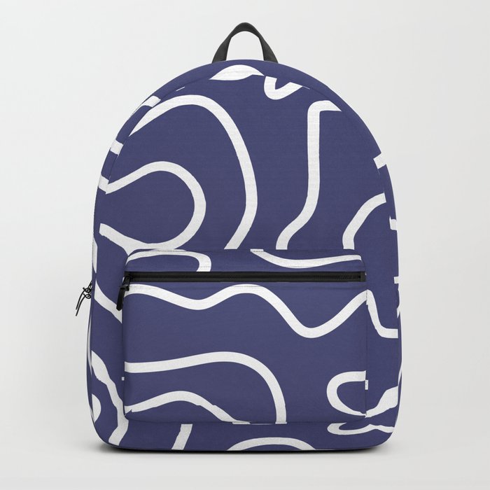 Squiggle Maze Minimalist Abstract Pattern in Deep Periwinkle Purple Backpack