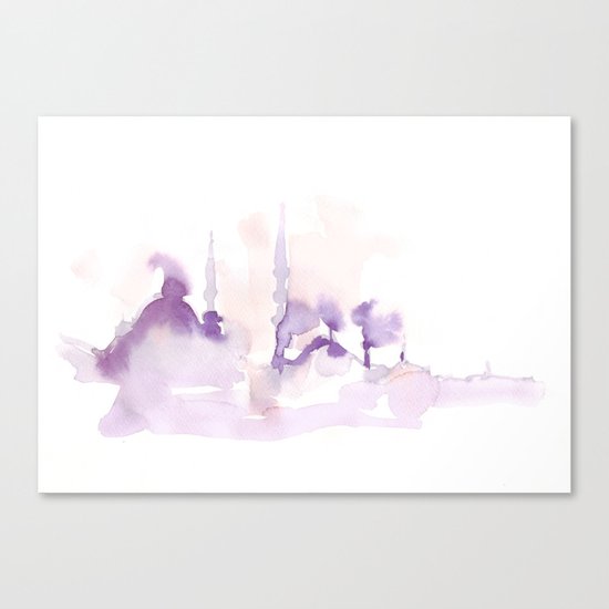 Watercolor landscape illustration_Istanbul Canvas Print