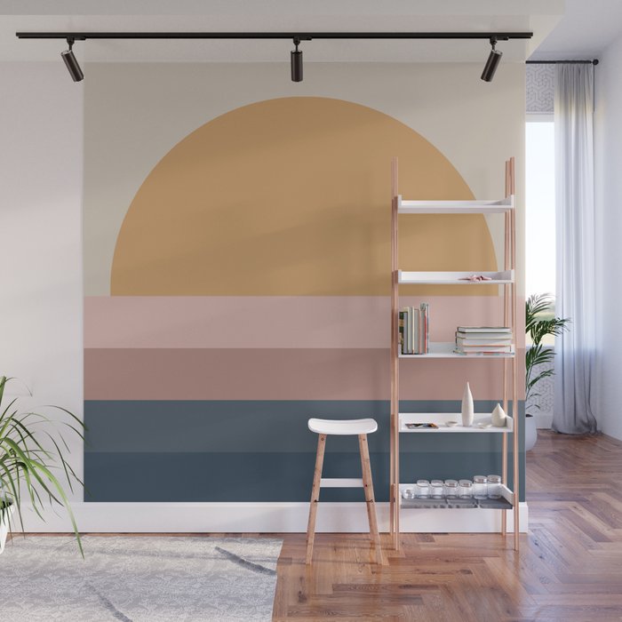 Minimal Retro Sunset - Neutral Wall Mural