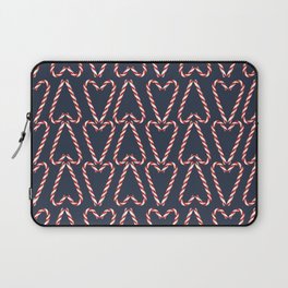 Candy Cane Hearts on Navy Blue Laptop Sleeve
