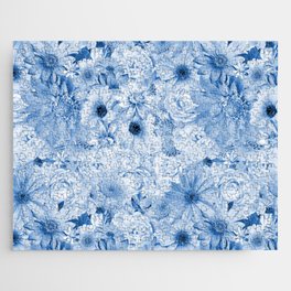 cerulean blue floral bouquet aesthetic array Jigsaw Puzzle