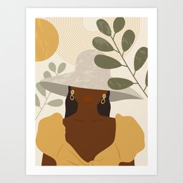 Sun-Kissed Serenity: Ethereal Boho Beauty in Minimalist Art Art Print