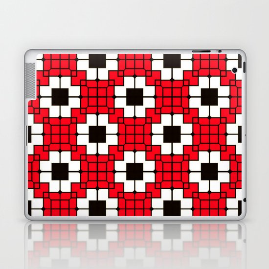 Retro Mosaic Red & Black Laptop & iPad Skin