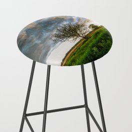 Stormy Day on the Plains - Tree Under Stormy Sky on Spring Day on the Plains of Kansas Bar Stool