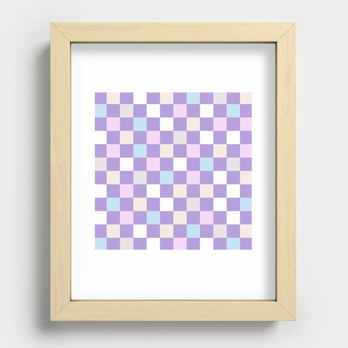 Pastel Lilac Checkered Recessed Framed Print