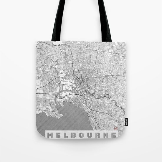 Melbourne Map Line Tote Bag