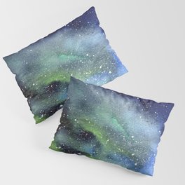 Galaxy Nebula Watercolor Northern Lights Aurora Borealis Pillow Sham