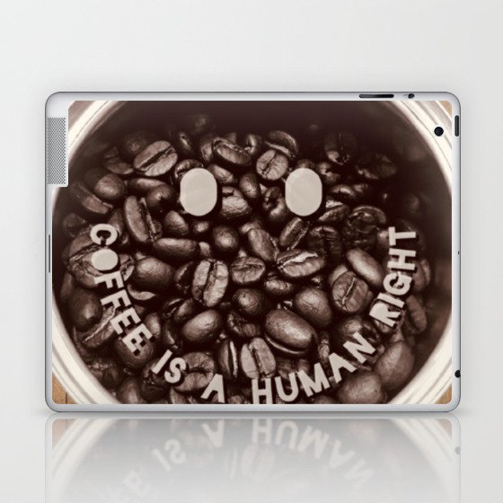 Coffee Is A Human Right - Trending Quotes On Wood Background Tshirt Sticker Magnet And More Laptop & iPad Skin