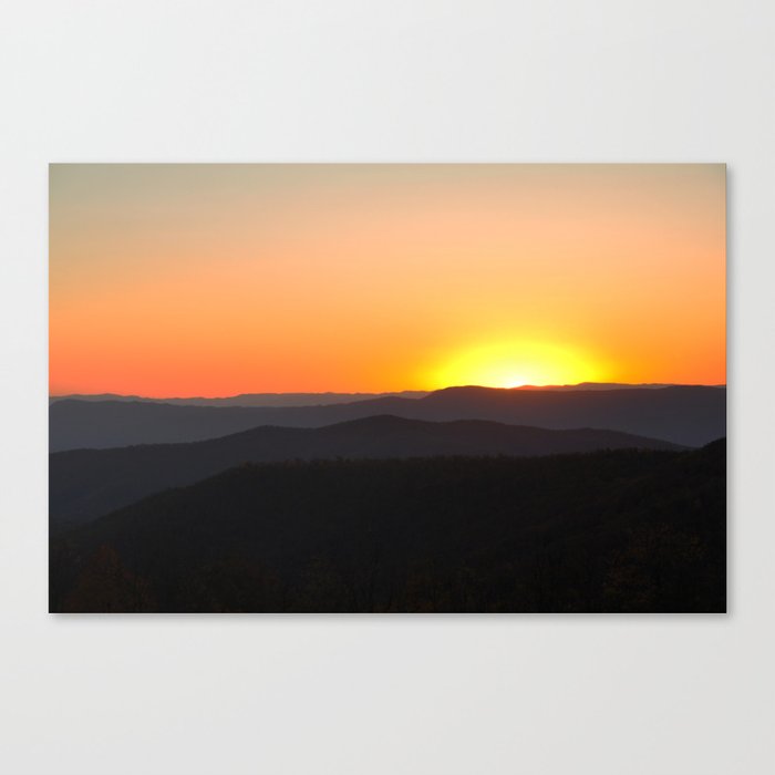 Brilliant Orange Sunset Shenandoah Mountains Canvas Print