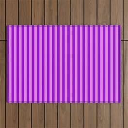 [ Thumbnail: Dark Violet & Violet Colored Stripes/Lines Pattern Outdoor Rug ]