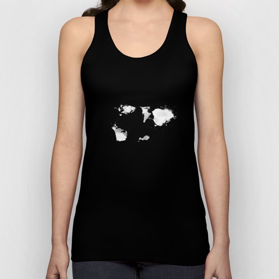 Cow Black and White brush paint splash Unisex Tank Top