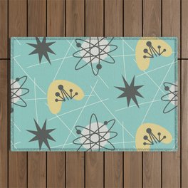 Mid century Atomic Nuclear Motif Modern Print Outdoor Rug