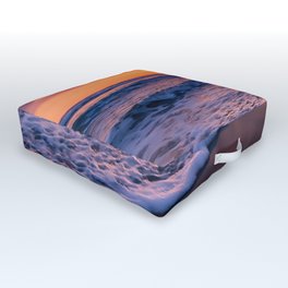 Beach Sunset & Foamy Wave (purple, orange, pier, PB San Diego, California) Outdoor Floor Cushion