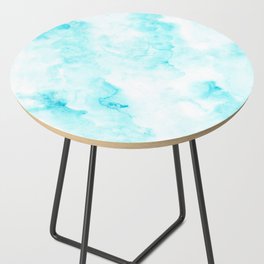 abstract blue sky watercolor Side Table