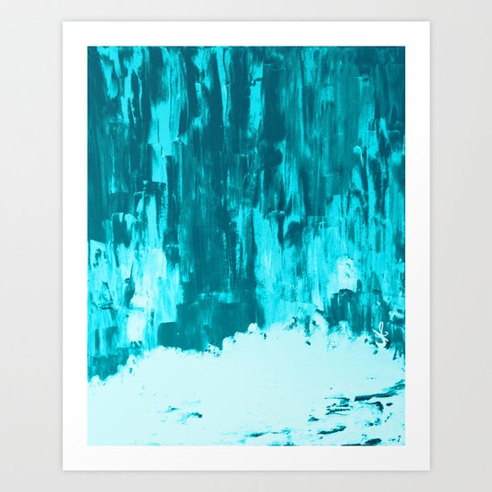 Bright Blue Snow Nights with Icicles Art Print