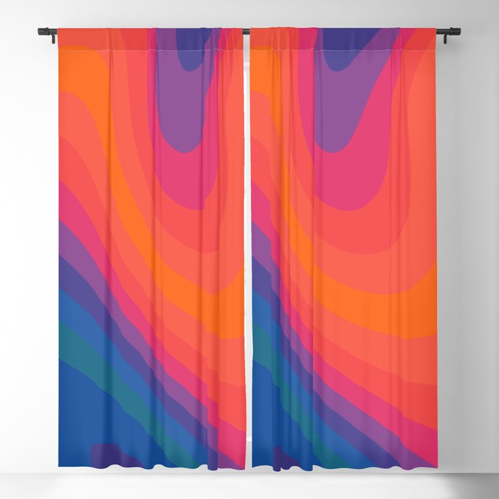 Fluid Abstract Colorful Retro Aesthetic Blackout Curtain